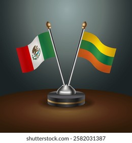 Mexico and Lithuanian table flags relation with gradient backgrund