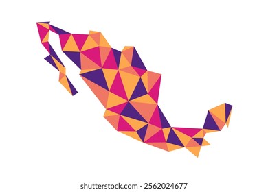 Mexico low poly origami style map. Geometric map simple abstract tech style.