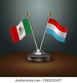 Mexico and Luxembourg table flags relation with gradient backgrund