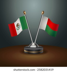 Mexico and Madagascar table flags relation with gradient backgrund