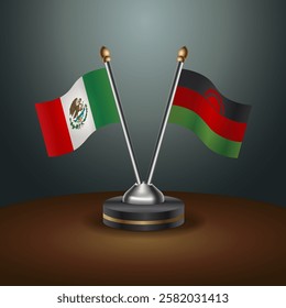 Mexico and Malawi table flags relation with gradient backgrund