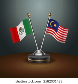 Mexico and Malaysia table flags relation with gradient backgrund