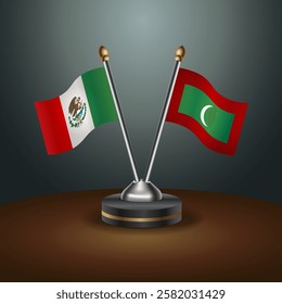 Mexico and Maldives table flags relation with gradient backgrund