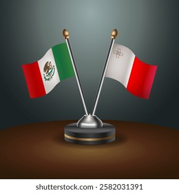 Mexico and Malta table flags relation with gradient backgrund