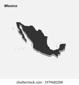 Mapa mexicano de silueta 3d. Ilustración vectorial.