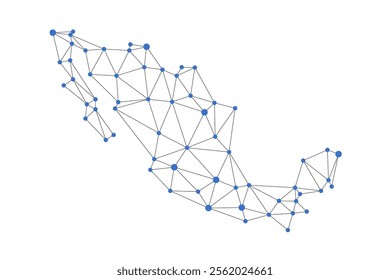 Mexico map. Abstract geometric map - connection dots mesh lines.