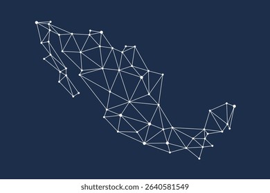 Mexico map. Abstract geometric map - connection dots mesh lines.