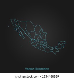 Mexico map - Abstract mash line and point scales on dark background with Mexico. flat design style, clean and modern. Vector Illustration eps10