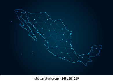 mexico map with Abstract mash line and point scales on Dark background . design polygon sphere . Wire frame 3D mesh polygonal network line . Vector illustration eps 10.