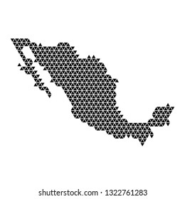 Mexico map abstract schematic from black triangles repeating pattern geometric background with nodes. Vector illustration.