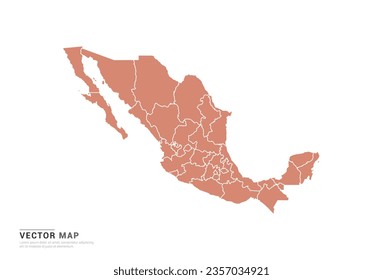 Mexico Map - abstract style orange isolated on white background for design vector.