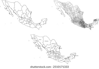 MEXICO MAP mit seinen Verwaltungsabteilungen und Regionen