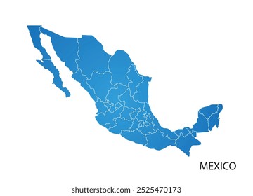 mexico map area blue gradient graphic design illustration isolated white background