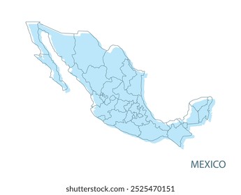 mexico map area outline flat graphic design illustration isolated white background