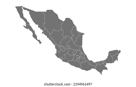 Mexico map background grey color with borderline, perfect for office, banner, landing page, background, wallpaper and more