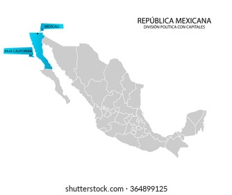 Mexico map, Baja California 