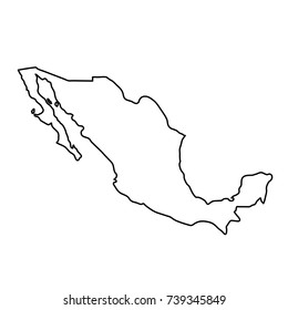 Mexico map of black contour curves of vector illustration