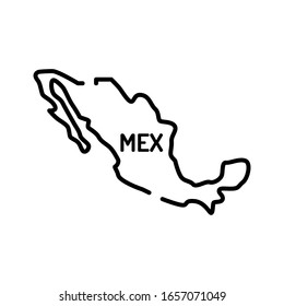 Mexico map black line icon. Border of the country. Pictogram for web page, mobile app, promo. UI UX GUI design element. Editable stroke.