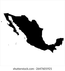 Mexico Map - black World Map International vector template with High detailed isolated on white background - Vector