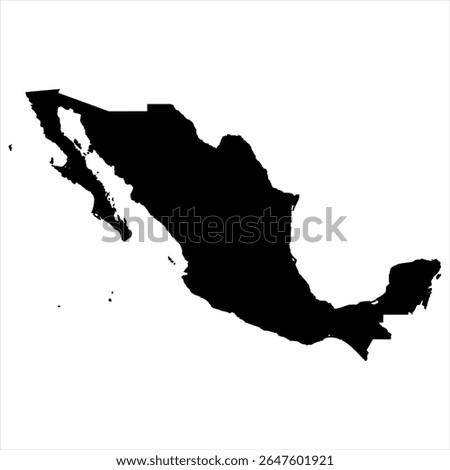 Mexico Map - black World Map International vector template with High detailed isolated on white background - Vector