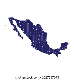 Mexico map - blue geometric rumpled triangular low poly style gradient graphic background , polygonal design for your . Vector illustration eps 10.