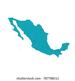 Mexico map - blue geometric rumpled triangular low poly style gradient graphic background , polygonal design for your . Vector illustration eps 10.