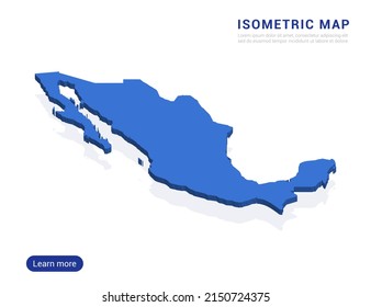 Mexico map blue isolated on white background with 3d isometric vector illustration.