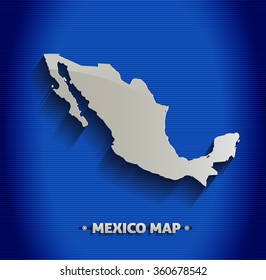 Mexico map blue line 3D vector