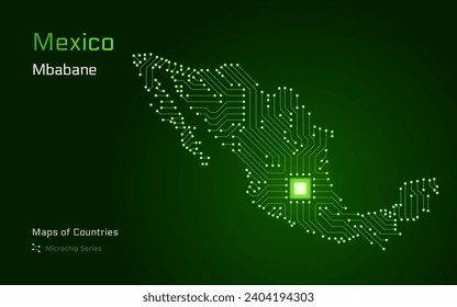 Mexico Map with a capital of Mexico city Shown in a Microchip Pattern. E-government. World Countries vector maps. Microchip Series	
