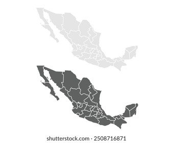 Mapa do México. Cidade do México, Guadalajaraset, Monterrey, Tijuana, Puebla, Cancún, Mérida, León Ciudad Juárez, Toluca.