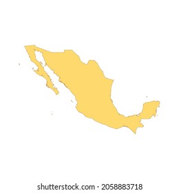 Mexico map color line element. Border of the country. UI UX GUI design element. Editable stroke.