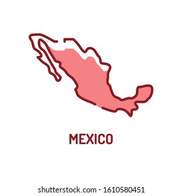 Mexico map color line icon. Border of the country. Pictogram for web page, mobile app, promo. UI UX GUI design element. Editable stroke.