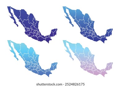 Vector de ilustración de diseño plano de regiones de color de mapa de México