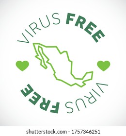 Mapa de México zona libre de cornavirus. Área de limpieza de virus.