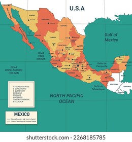 Mapa de México del vector de frontera