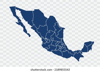 Mexico Map dark blue Color on White Background quality files Color (043B72) png