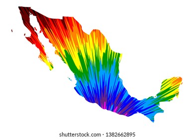 Mexico - map is designed rainbow abstract colorful pattern, United Mexican States map made of color explosion,