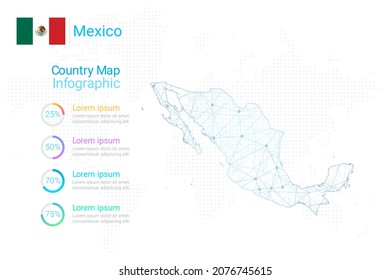 Mexico map with elements of infographics template. Vector eps10.