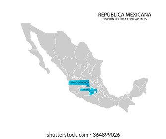 Mexico map, Estado de Mexico