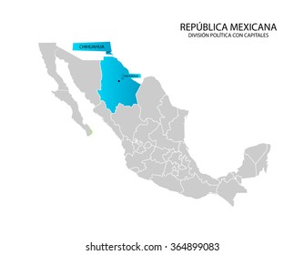 Mexico map, Estado de Chihuahua