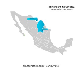 Mexico map, Estado de Coahuila