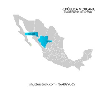 Mexico map, Estado de Durango