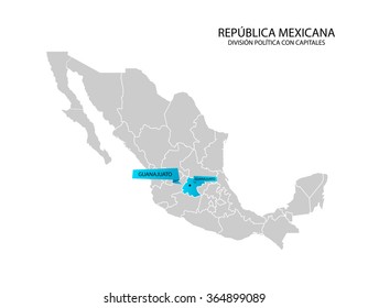 Mexico map, Estado de Guanajuato