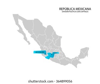 Mexico map, Estado de Michoacan