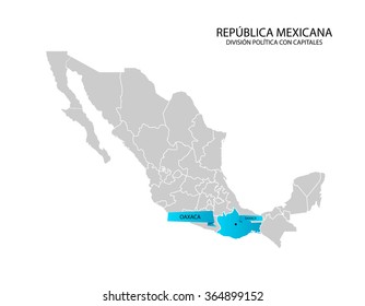 Mexico map, Estado de Oaxaca