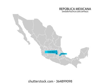 Mexico map, Estado de Tlaxcala