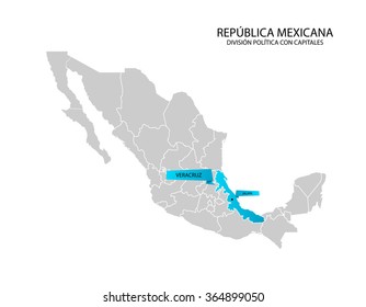 Mexico map, Estado de Veracruz