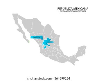 Mexico map, Estado de Zacatecas