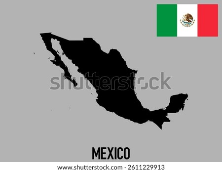 Mexico Map and flag - black World Map and flag International vector template with High detailed isolated on grey background - Vector
