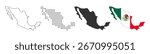 Mexico map flag collection on transparent background
